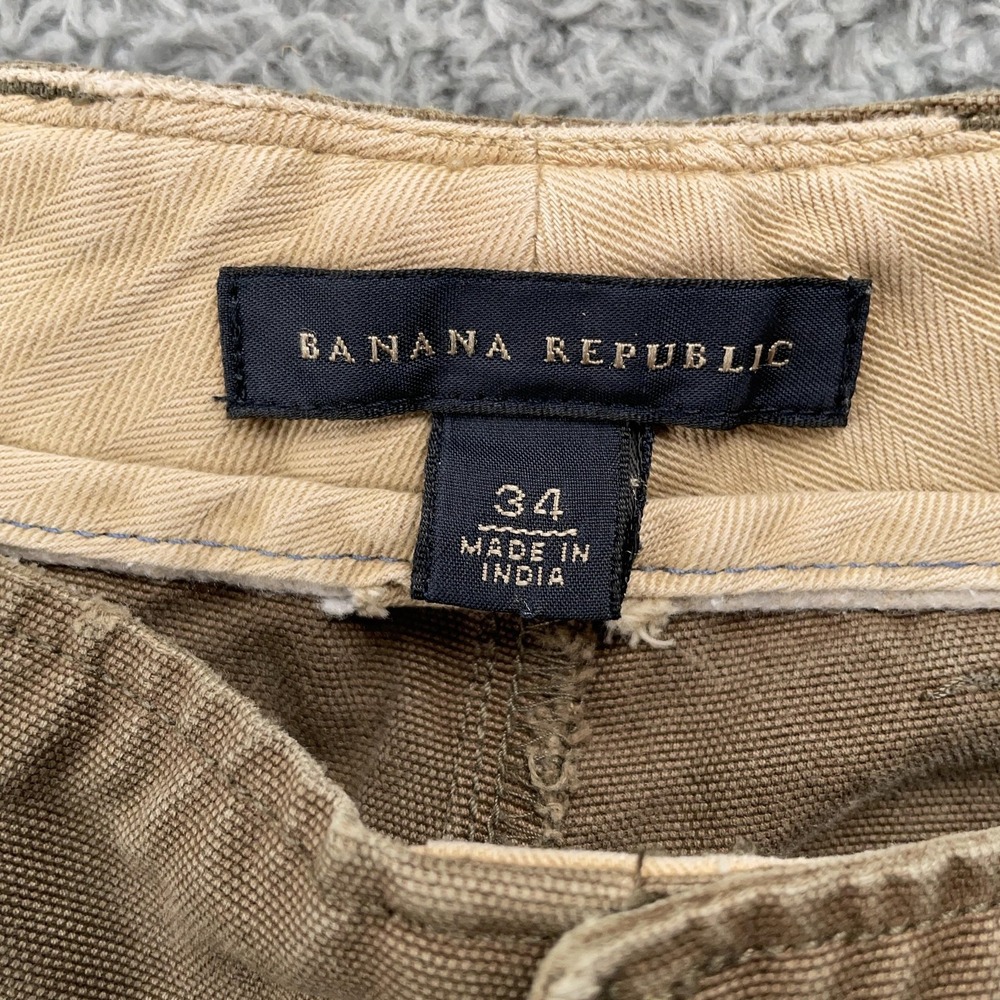 VINTAGE Banana Republic Shorts Mens 34 Brown Canvas Chino Flat Front Casual - Picture 8 of 11